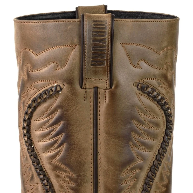 Handgefertigte Bikerstiefel aus braunem Leder für Damen und Herren 02