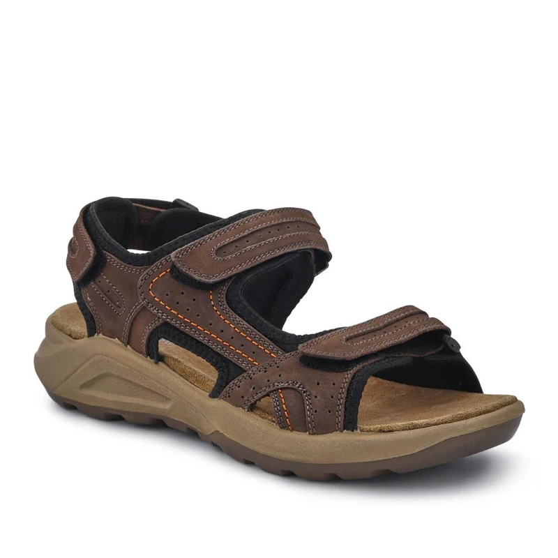Touch-Fasten Leather Sandals - DDIN41013 / 327 118 - Brown