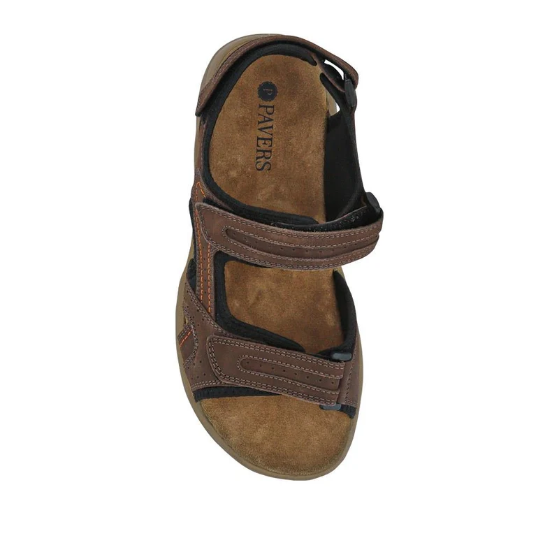 Touch-Fasten Leather Sandals - DDIN41013 / 327 118 - Brown