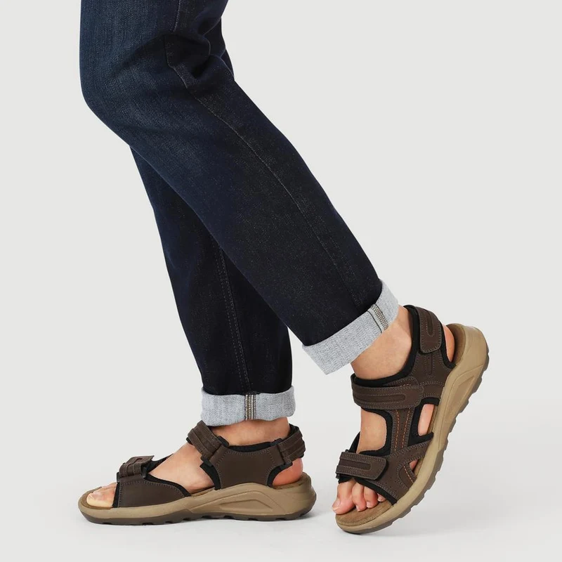 Touch-Fasten Leather Sandals - DDIN41013 / 327 118 - Brown