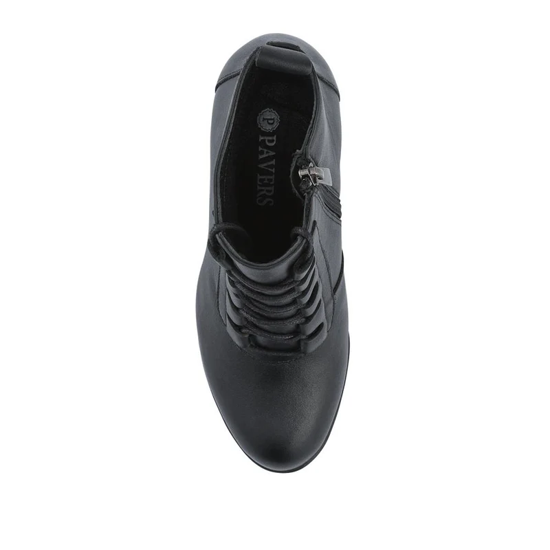 Leather Block Heeled Lace-Up Boots - VED42000 / 328 392 - Black