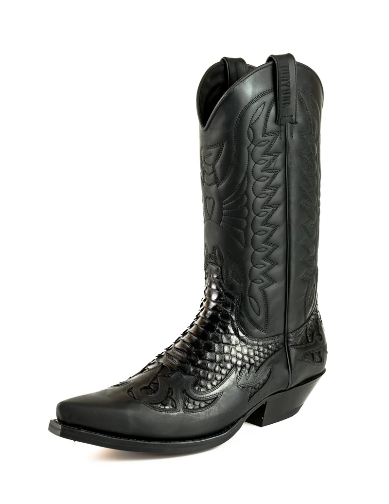 Handgefertigte exotische Cowboystiefel Damen und Herren Schwarz 1935 Texans