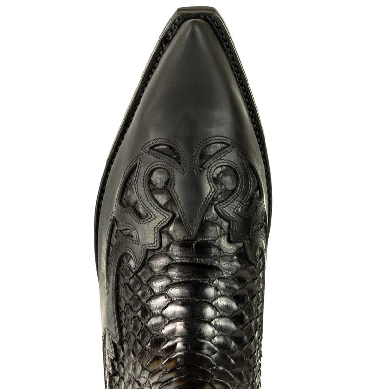 Handgefertigte exotische Cowboystiefel Damen und Herren Schwarz 1935 Texans