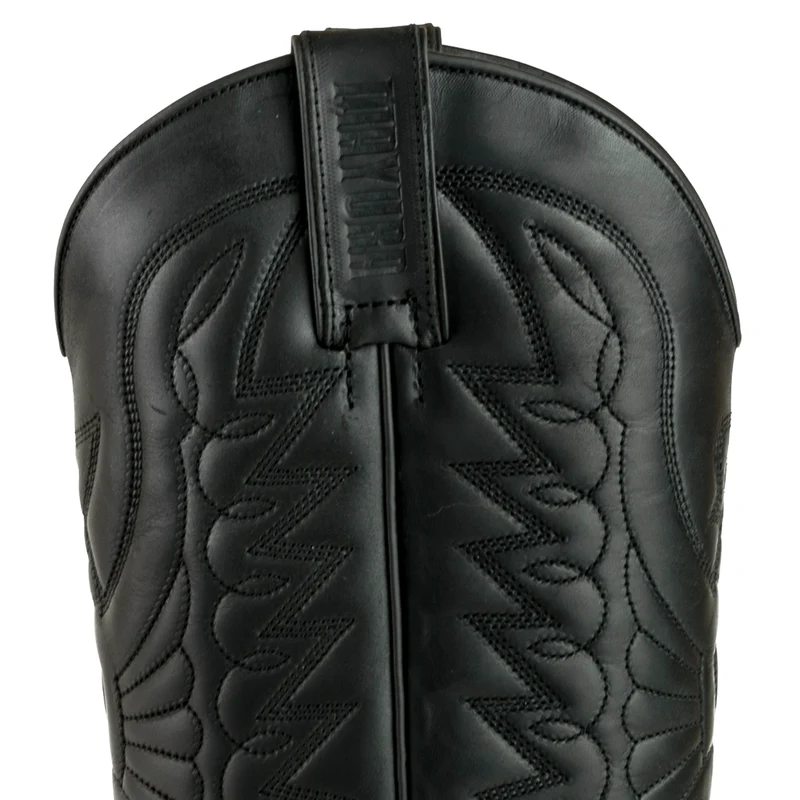 Cowboystiefel für Damen und Herren, exotisches handgefertigtes Leder, Schwarz und Gelb, 1935Texas