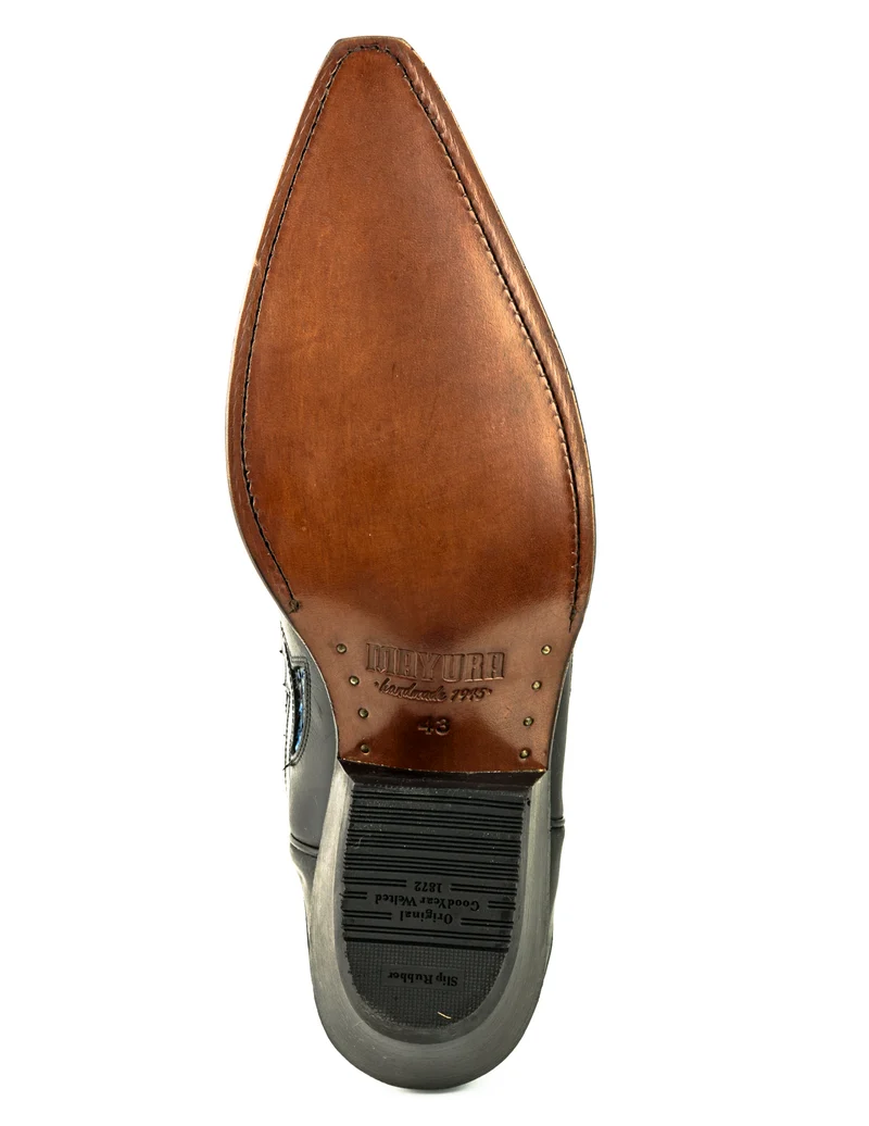 Cowboystiefel für Damen und Herren, exotisches handgefertigtes Leder, Schwarz und Blau, 1935Texas