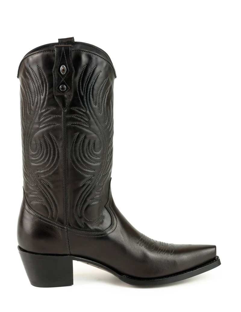 Westernstiefel CowboyStiefel für Damen handgefertigt, aus schwarzem Leder, 2536