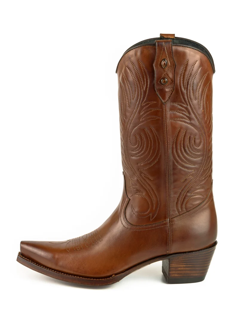 Westernstiefel CowboyStiefel für Damen handgefertigt, braunes Leder, 2536