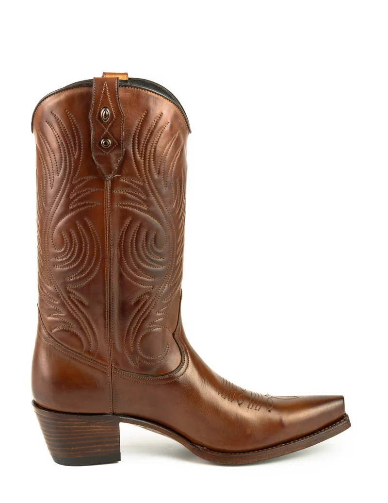 Westernstiefel CowboyStiefel für Damen handgefertigt, braunes Leder, 2536