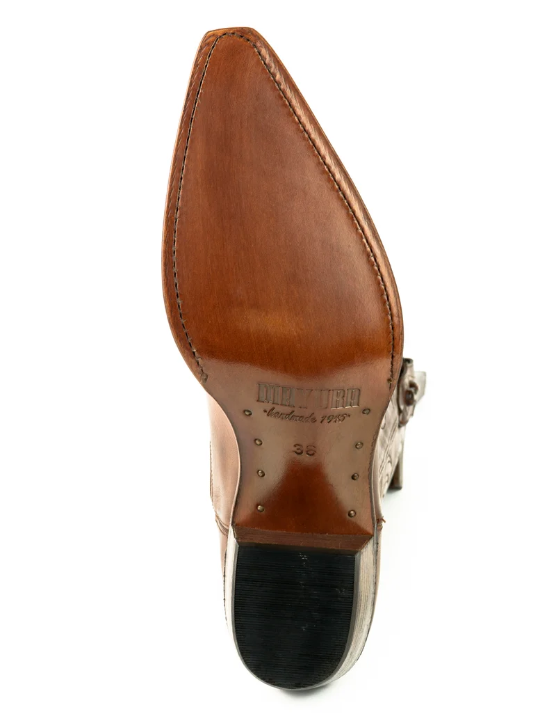 Westernstiefel CowboyStiefel für Damen handgefertigt, braunes Leder, 2536