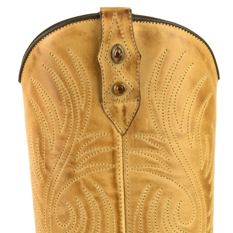 Handgefertigte Westernstiefel CowboyStiefel für Damen aus gelbem Leder 2536