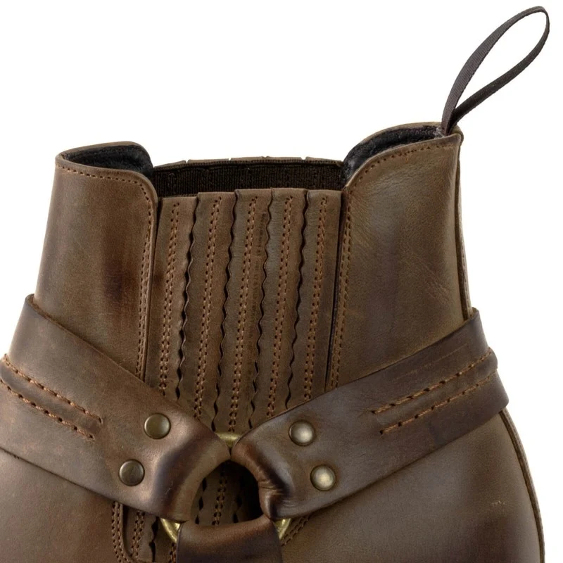 Handgefertigte braune Lederstiefeletten oder Bikerstiefel für Männer und Frauen 04