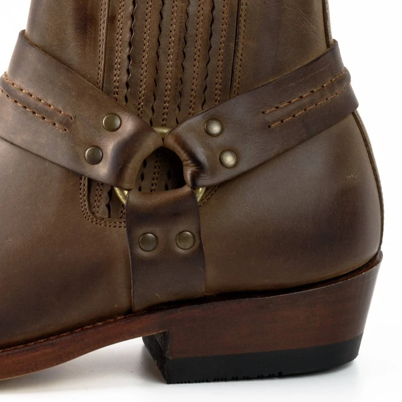 Handgefertigte braune Lederstiefeletten oder Bikerstiefel für Männer und Frauen 04