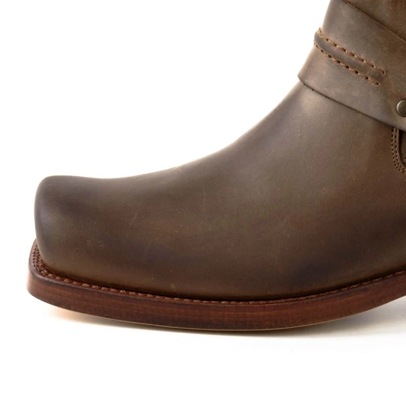 Handgefertigte braune Lederstiefeletten oder Bikerstiefel für Männer und Frauen 04