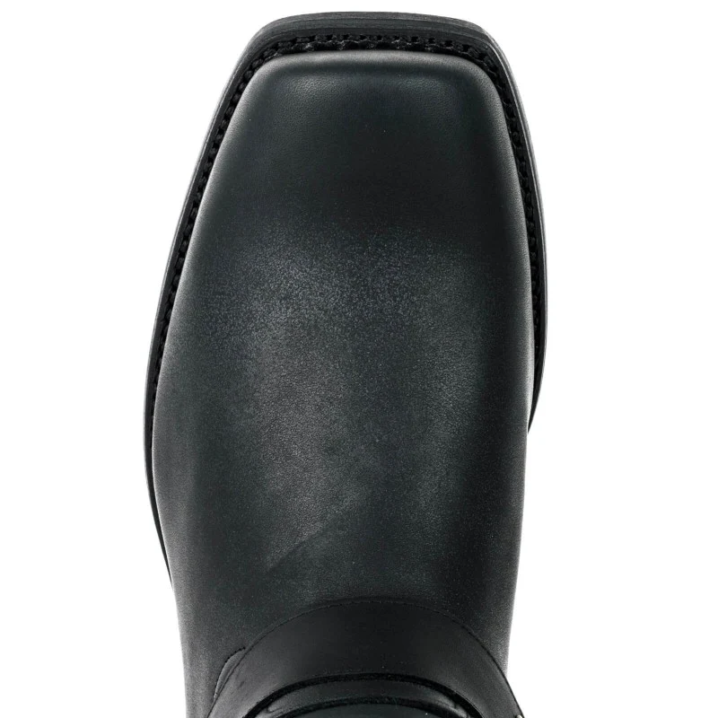 Handgefertigte Bikerstiefel aus schwarzem Leder für Herren und Damen 01
