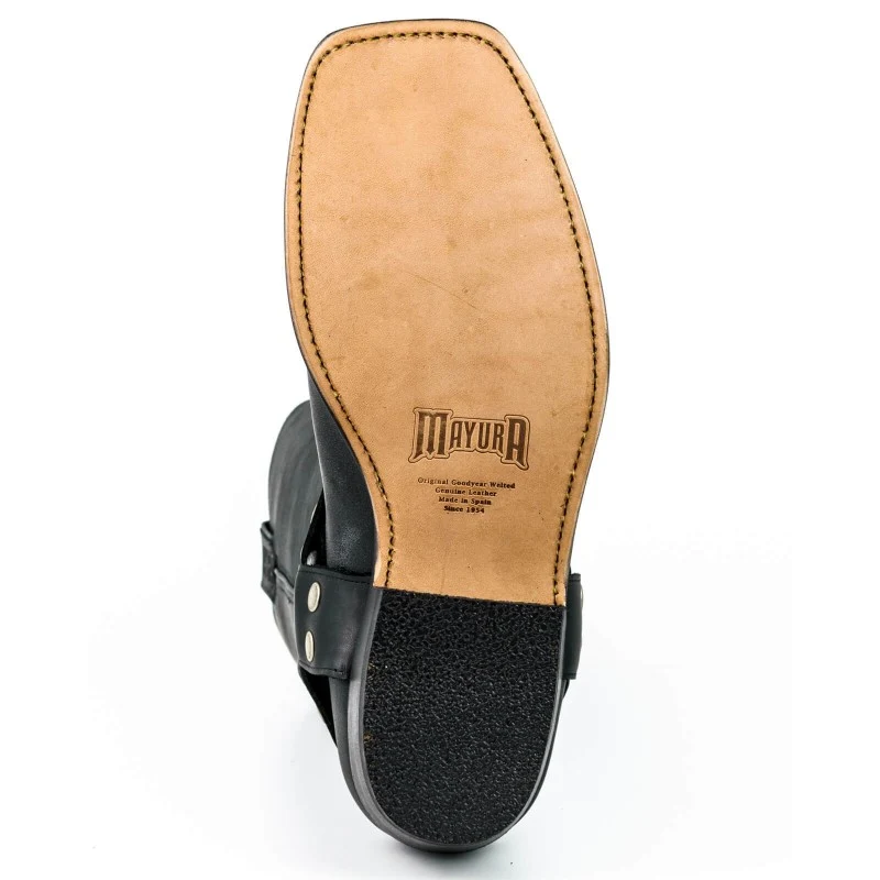 Handgefertigte Bikerstiefel aus schwarzem Leder für Herren und Damen 01