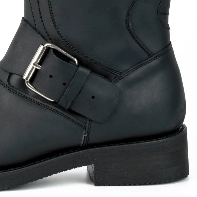 Handgefertigte Bikerstiefel aus schwarzem Leder für Herren und Damen 1594-6