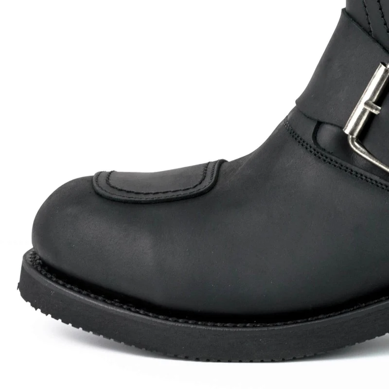 Handgefertigte Bikerstiefel aus schwarzem Leder für Herren und Damen 1594-6