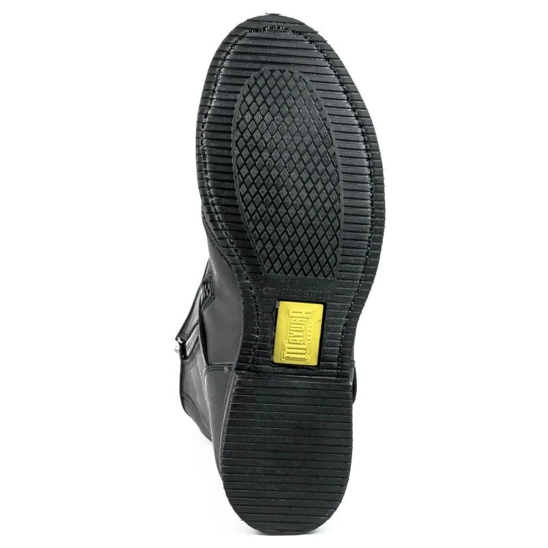 Handgefertigte Bikerstiefel aus schwarzem Leder für Herren und Damen 1594-6