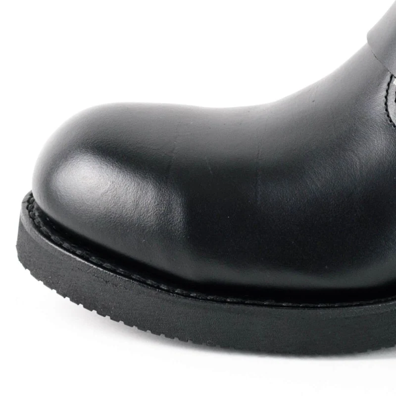 Handgefertigte Bikerstiefel aus schwarzem Leder für Herren und Damen 1590-6