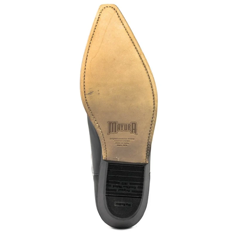 Cowboystiefel für Damen und Herren, handgefertigt aus schwarzem Leder, 1920 Texanas