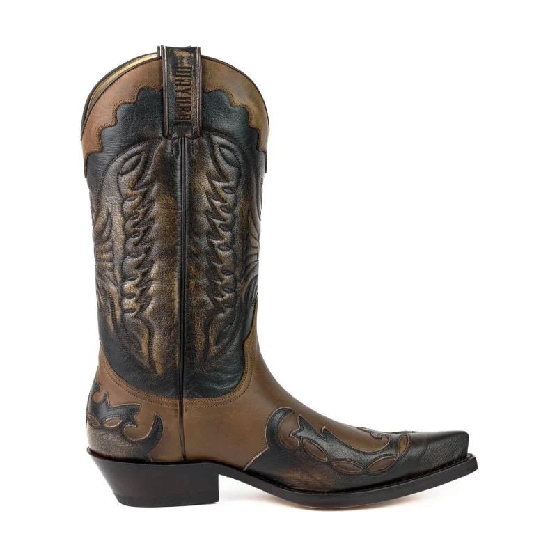 Cowboystiefel für Damen und Herren, handgefertigtes Leder, Braun und Grau, Silber, 1927 Texanas