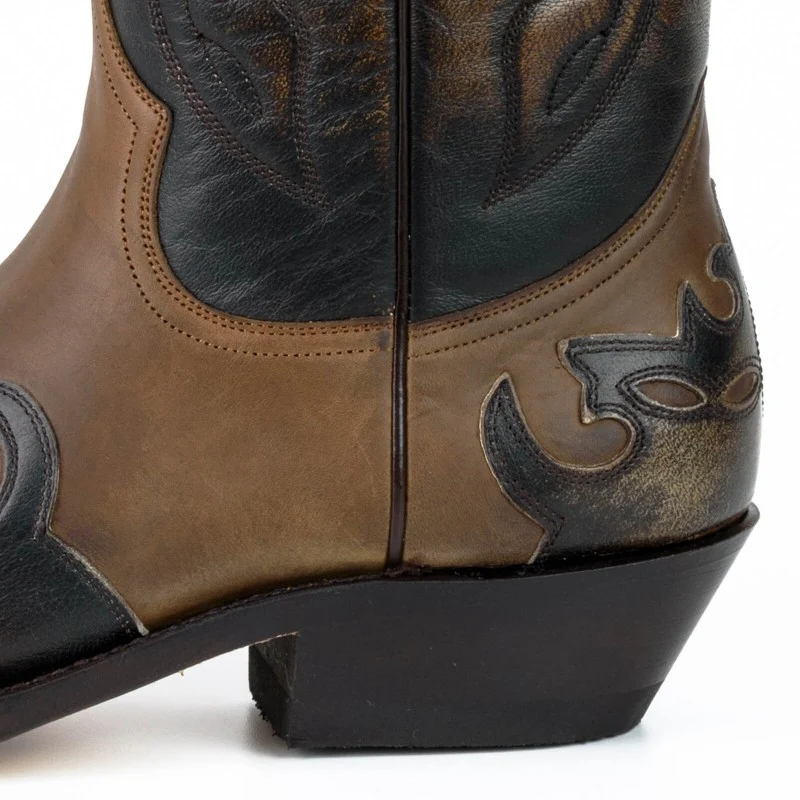 Cowboystiefel für Damen und Herren, handgefertigtes Leder, Braun und Grau, Silber, 1927 Texanas