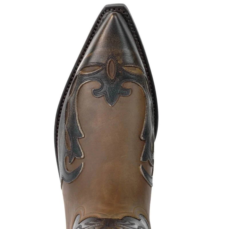 Cowboystiefel für Damen und Herren, handgefertigtes Leder, Braun und Grau, Silber, 1927 Texanas