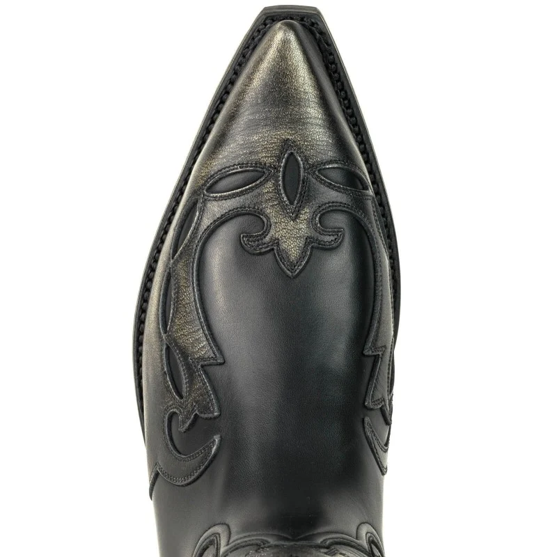 Cowboystiefel für Damen und Herren, handgefertigtes Leder, Schwarz und Grau, Silber, 1927 Texanas