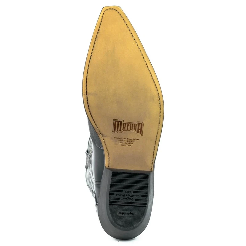 Cowboystiefel für Damen und Herren, handgefertigtes Leder, Schwarz und Grau, Silber, 1927 Texanas