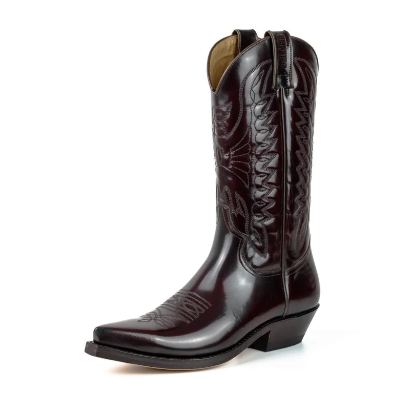 Handgefertigte Cowboystiefel für Damen und Herren aus leuchtend dunkelrotem Leder 1920 Texas