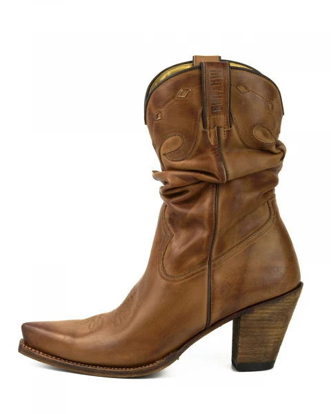 Westernstiefel CowboyStiefel für Damen handgefertigt, braunes Leder, 1952