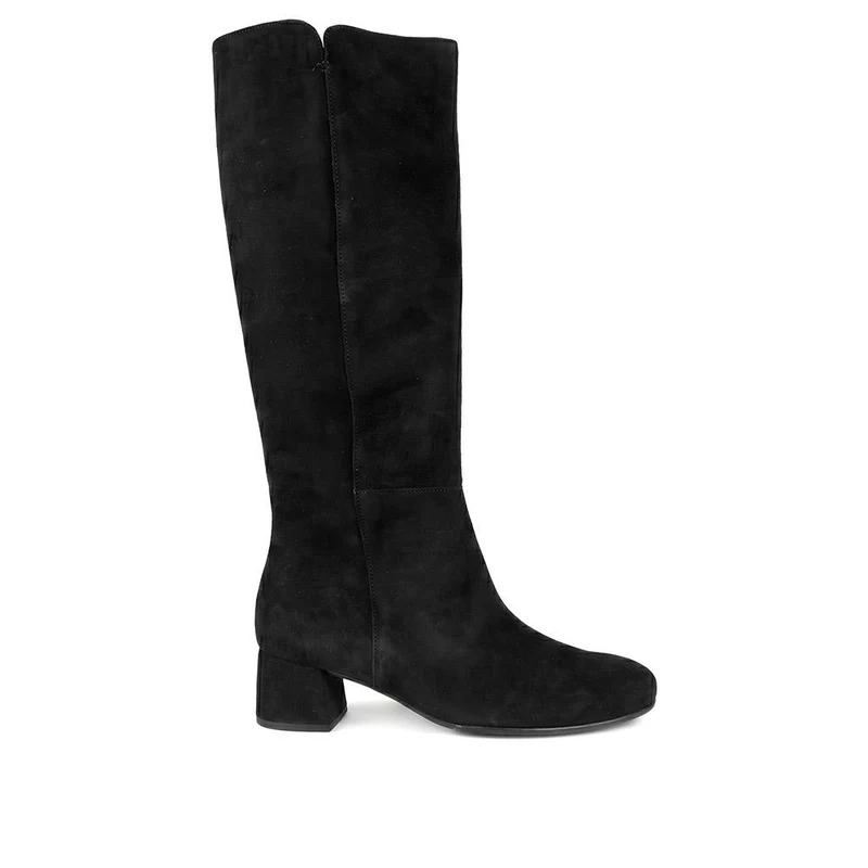 Gabor Leather Block Heel Long Boots - GAB44500 / 330 008 - Black Suede