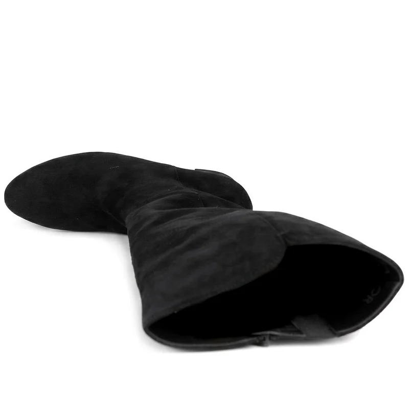 Gabor Leather Block Heel Long Boots - GAB44500 / 330 008 - Black Suede