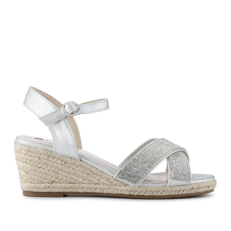 Tall Wedge-Heeled Espadrilles - WBINS41041 / 327 222 - Silver
