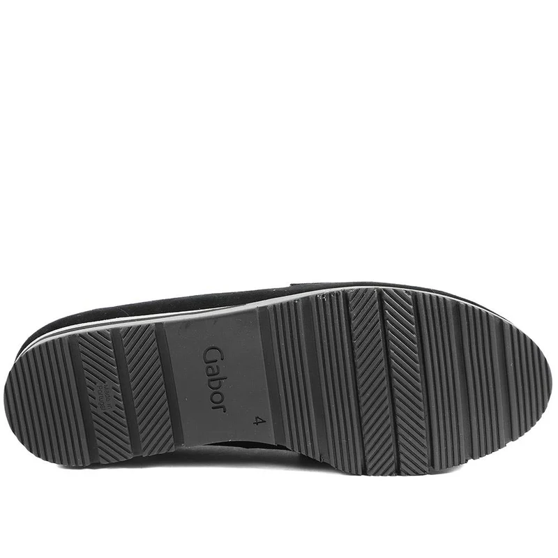 Gabor Wide Fit Leather Wedge Heel Moccasins - GAB42019 / 329 522 - Black