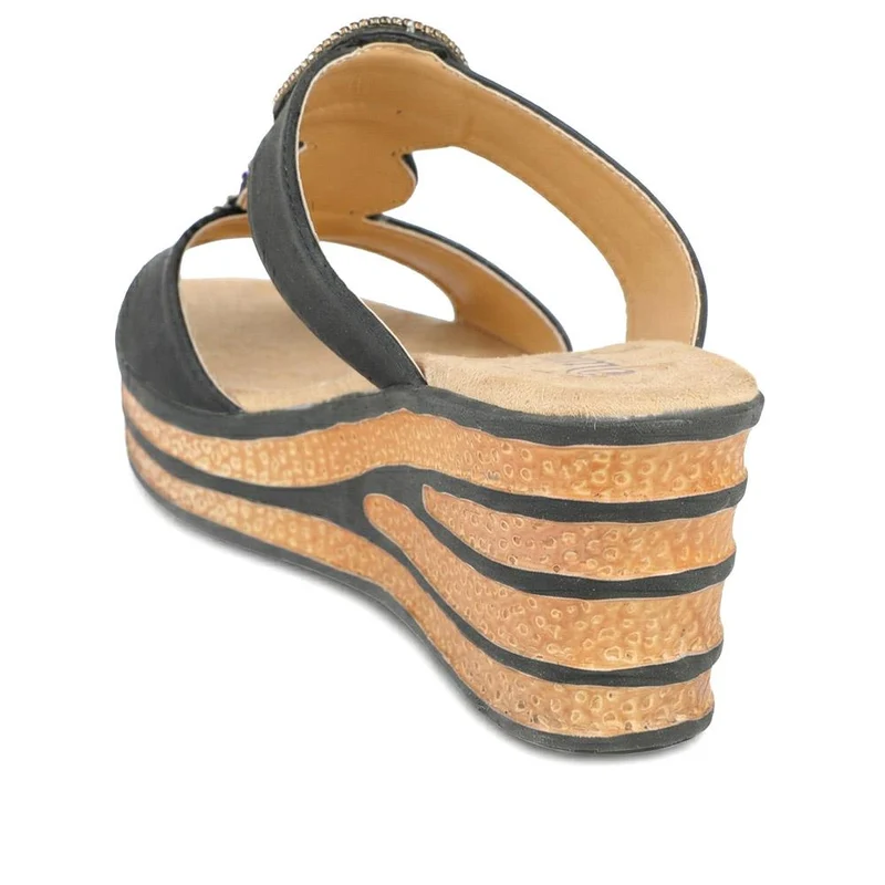 Wedge Heel Jewelled Sandals - WBINS43087 / 329 160 - Black