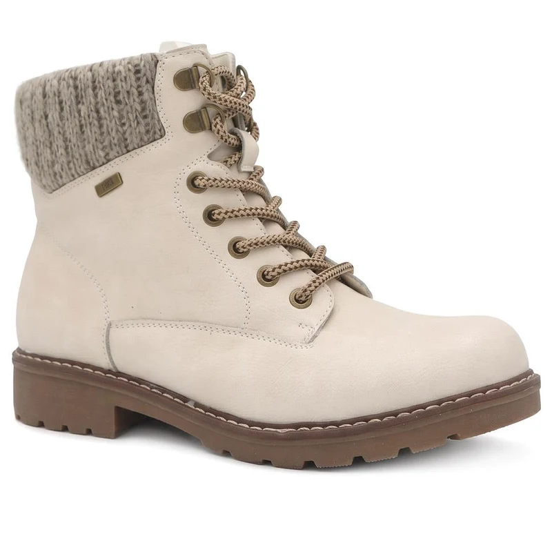 Knitted Cuff Lace Up Ankle Boots - SHINN44001 / 329 988