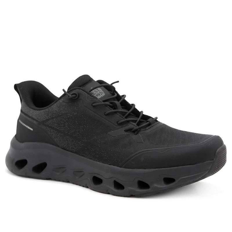 Wide Fit Memory Foam Sporty Trainers - BOJIE44003 / 330 185 - Black