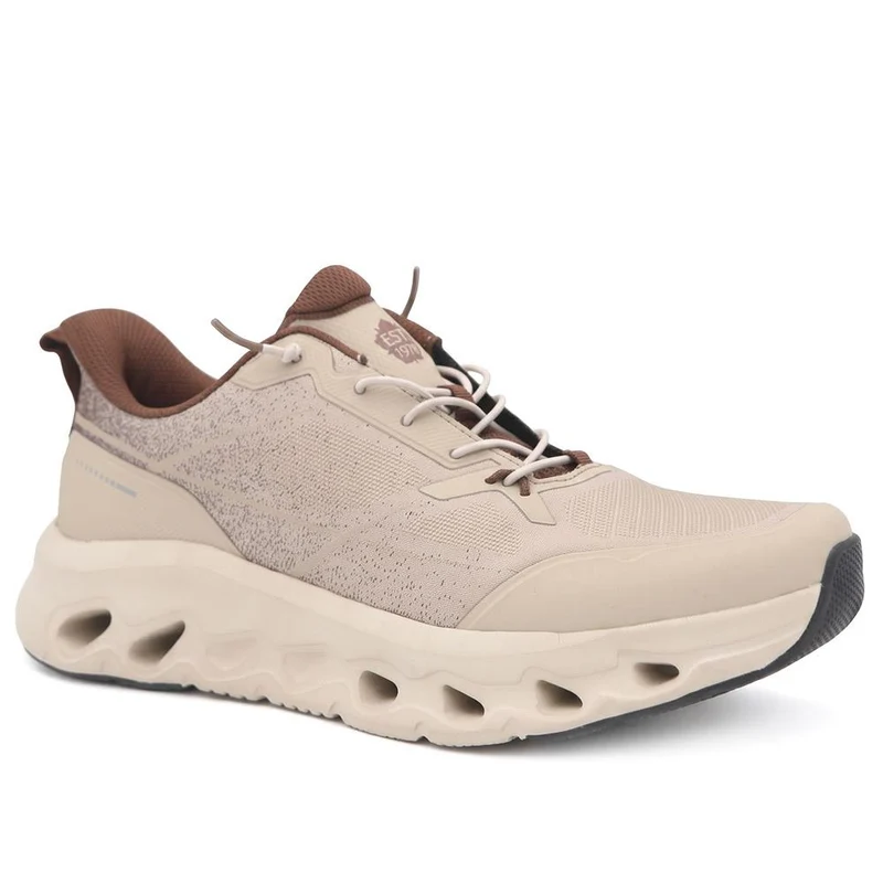 Wide Fit Memory Foam Sporty Trainers - BOJIE44003 / 330 185 - Taupe
