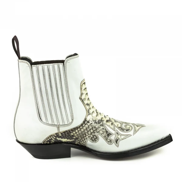 Handgefertigte weiße urbane und exotische Cowboystiefel oder Stiefeletten für Damen und Herren 2500