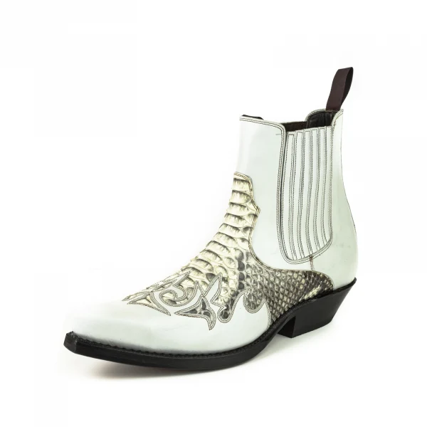 Handgefertigte weiße urbane und exotische Cowboystiefel oder Stiefeletten für Damen und Herren 2500
