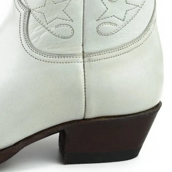 Damen-Cowboystiefel oder Stiefeletten, handgefertigt aus weißem Leder, 2374 Texanas