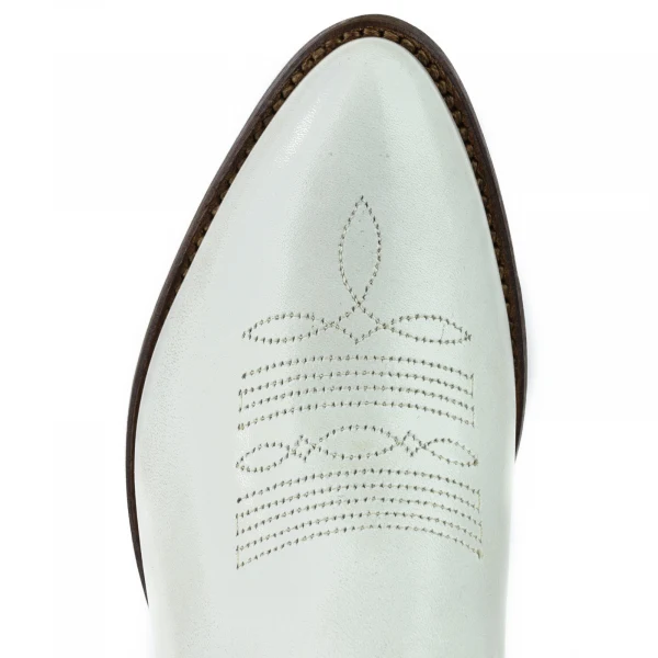 Damen-Cowboystiefel oder Stiefeletten, handgefertigt aus weißem Leder, 2374 Texanas
