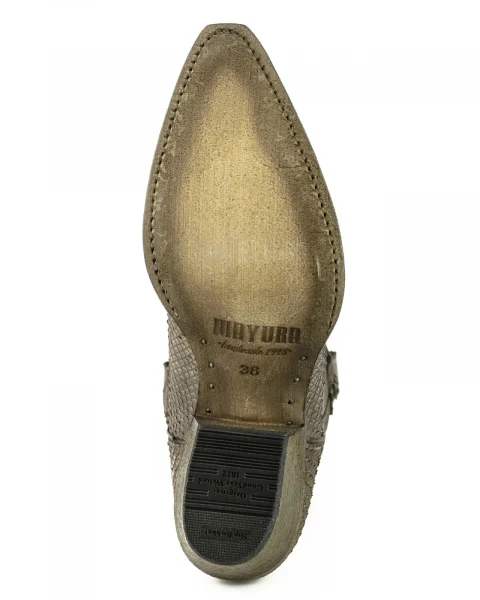 Westernstiefel CowboyStiefel für Damen handgefertigt, gewaschenes braunes Leder, 2524