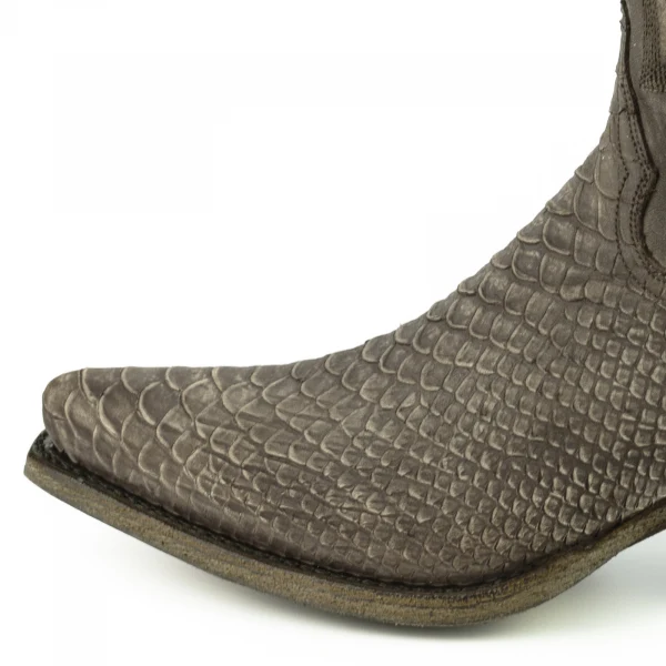 Westernstiefel CowboyStiefel für Damen handgefertigt, gewaschenes braunes Leder, 2524