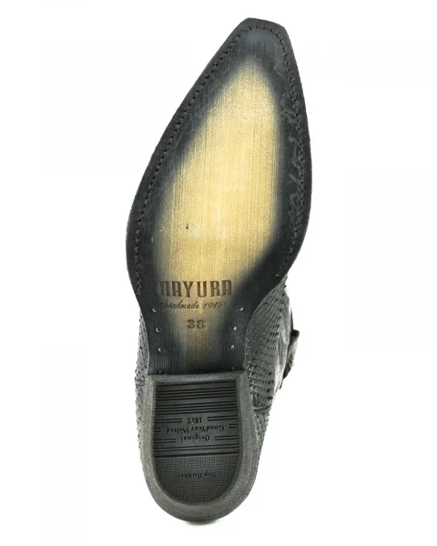 Westernstiefel CowboyStiefel für Damen handgefertigt, gewaschenes schwarzes Leder, 2524