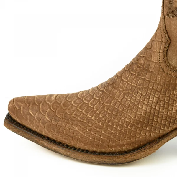 Handgefertigte Westernstiefel CowboyStiefel für Damen aus gewaschenem hellbraunem Leder 2524