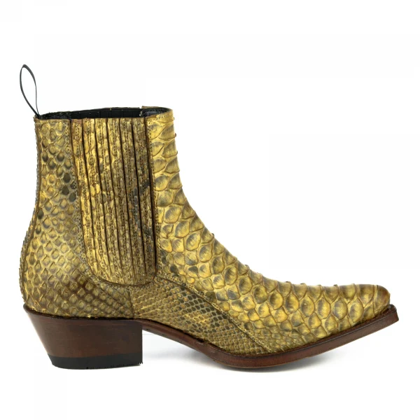 Urbane und exotische gelbe handgefertigte Damenstiefel oder Stiefeletten 2496