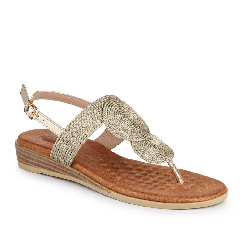 Buckled Toe Post Sandals - BAIZH41050 / 327 218 - Gold