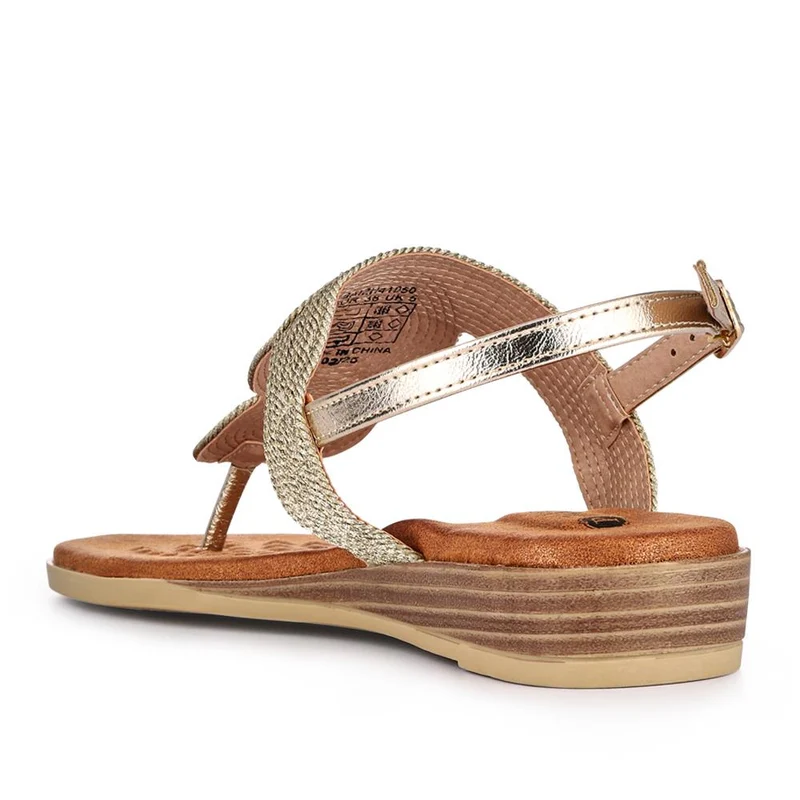 Buckled Toe Post Sandals - BAIZH41050 / 327 218 - Gold